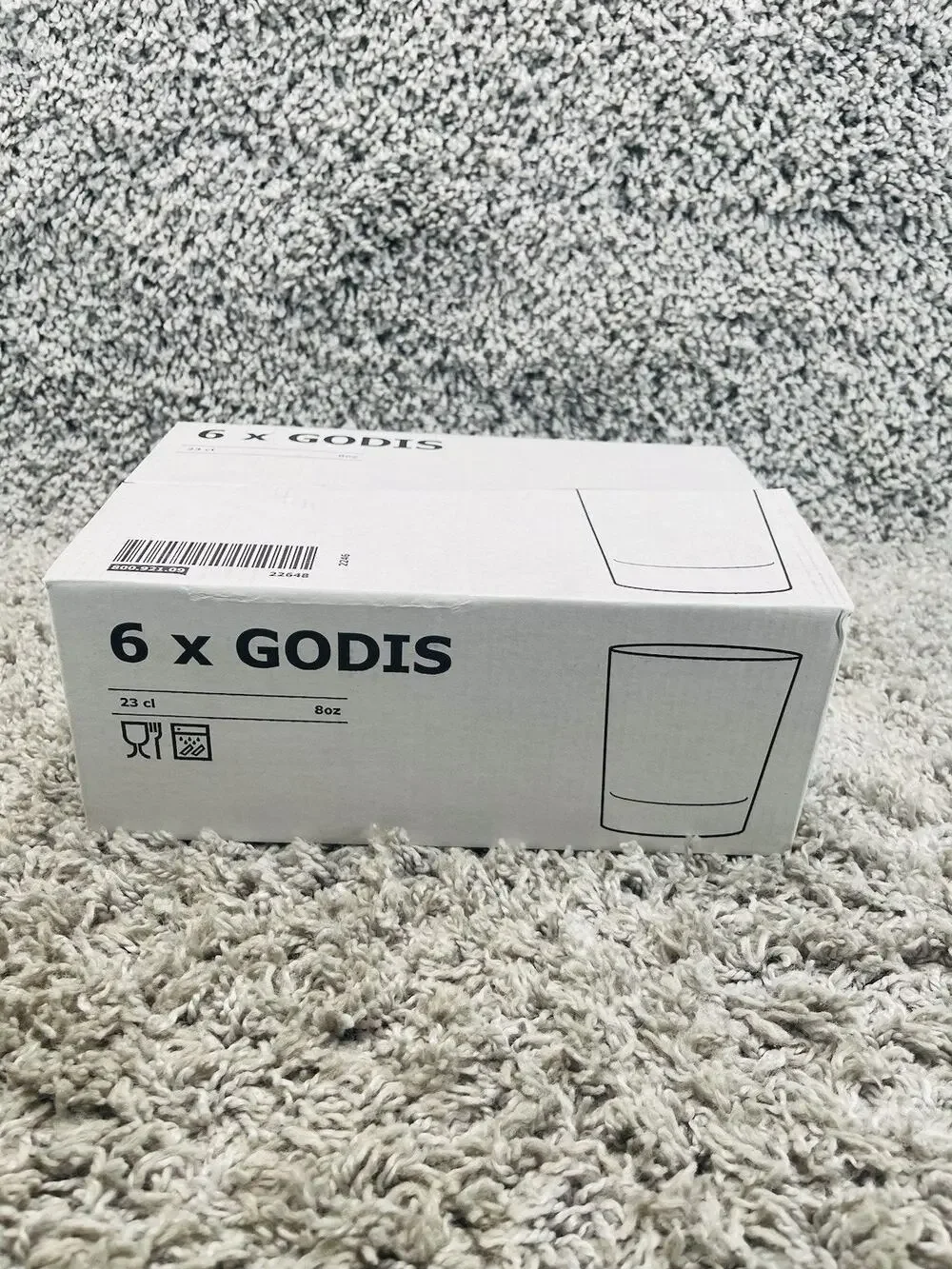 IKEA Godis Set of 6 Clear Drinking Glasses 8oz Cup 6inch #22648 Kitchen New